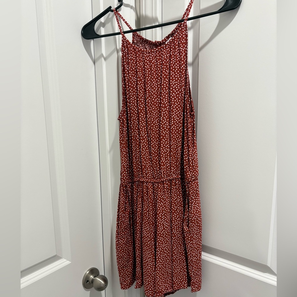 Old Navy Red Clay Dot Surplice-Back Romper with Pockets - Picture 9 of 9